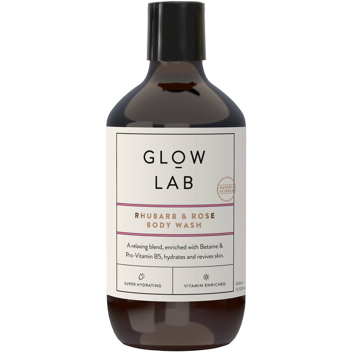 Glow Lab Rhubarb & Rose Body Wash 400ml Woolworths