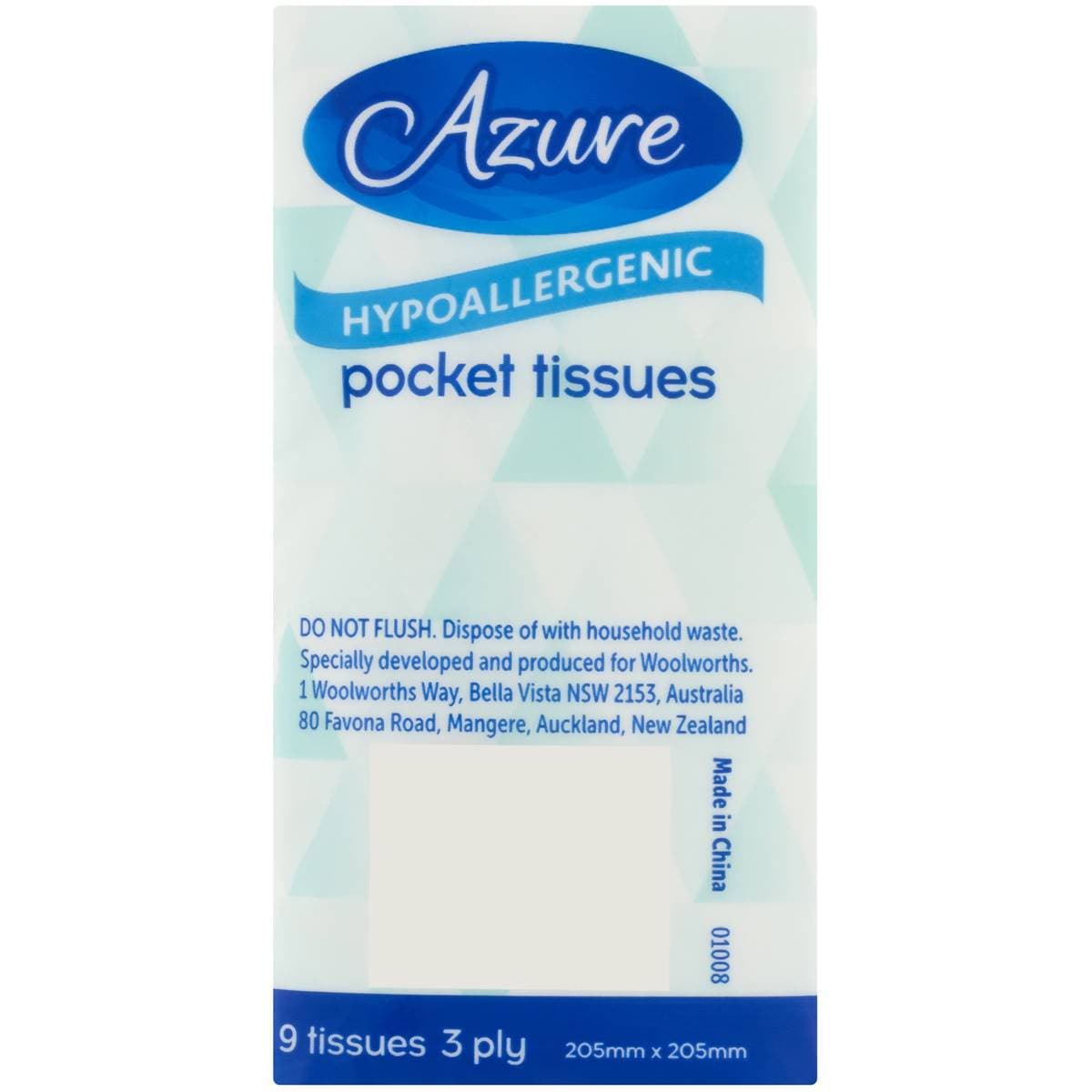 Azure Facial Tissue Hypo Allergenic Each Woolworths