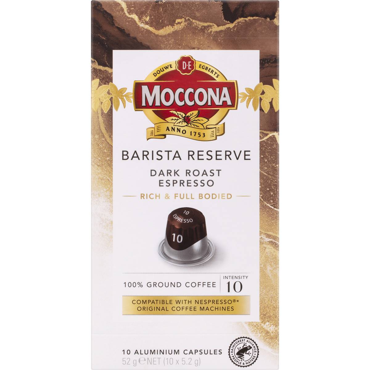 Moccona Barista Reserve Capsules Dark Roast Espresso 10 Pack | Woolworths