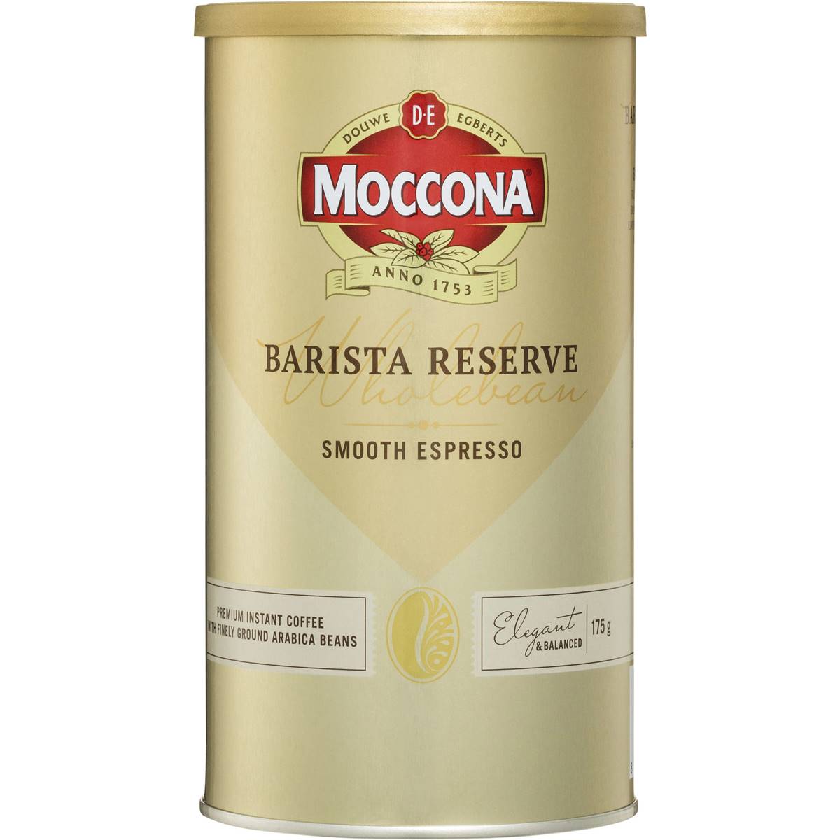 Moccona Wholebean Barista Smooth Espresso 175g | Woolworths