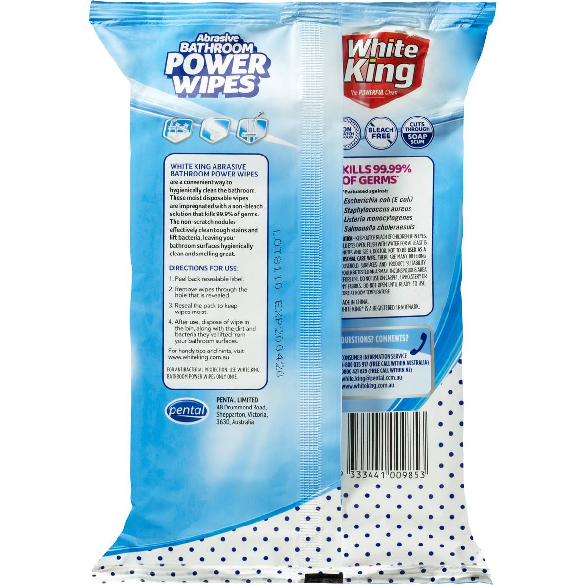 White King Bathroom Wipes 60ea | Woolworths