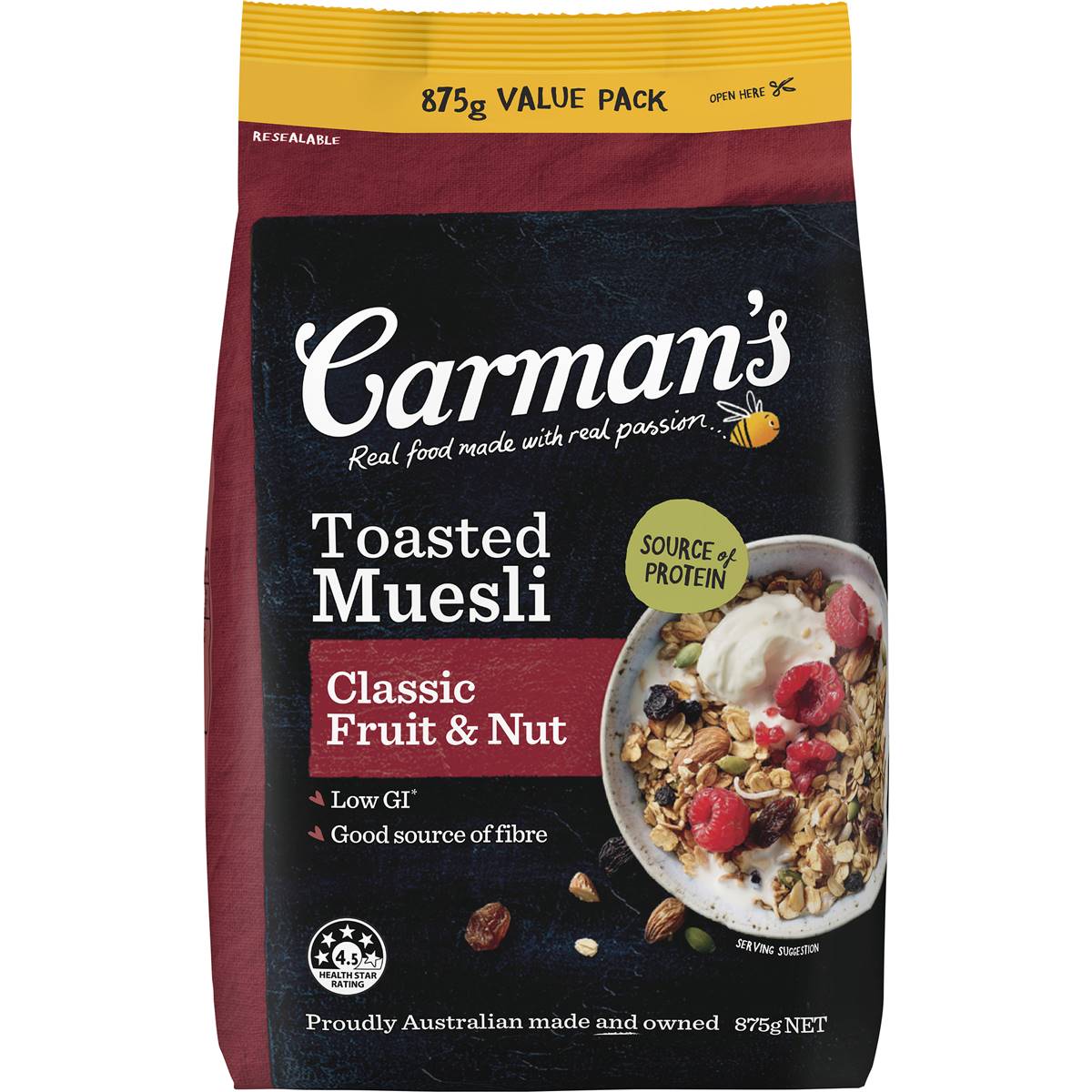 Carman's Muesli Toasted Classic Fruit & Nut 875g Woolworths