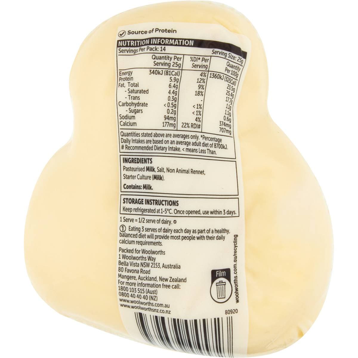 Woolworths Mozzarella Cheese 350g Woolworths