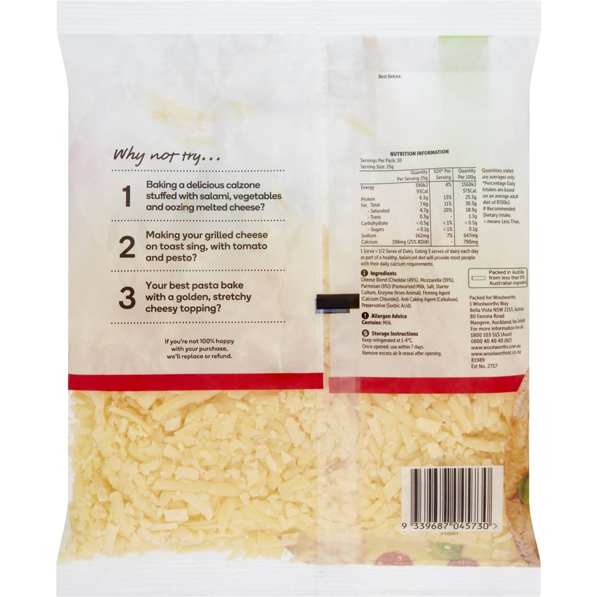 Woolworths Italian Cheese Blend 250g Woolworths