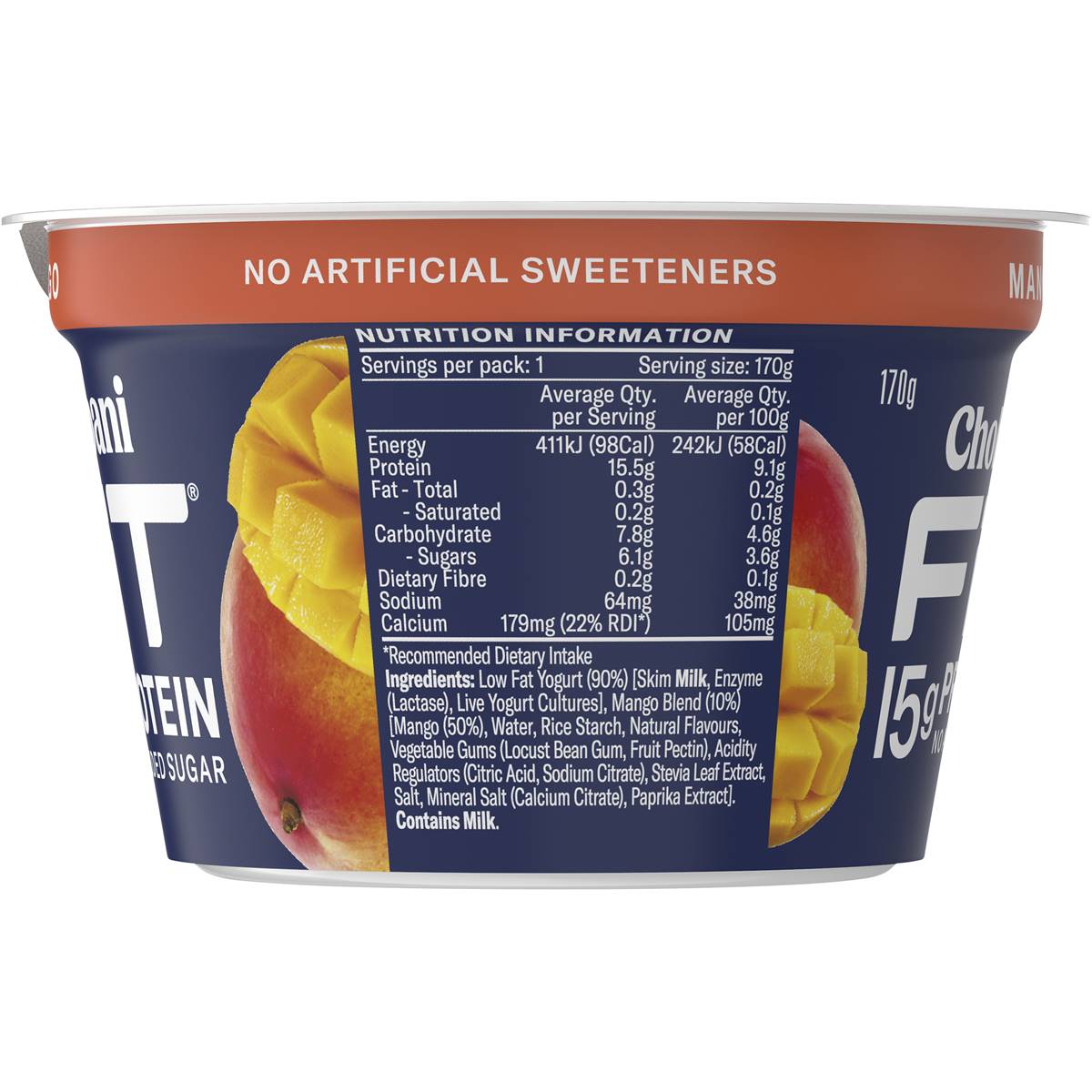 Chobani Fit Mango Greek Yoghurt 170g Woolworths