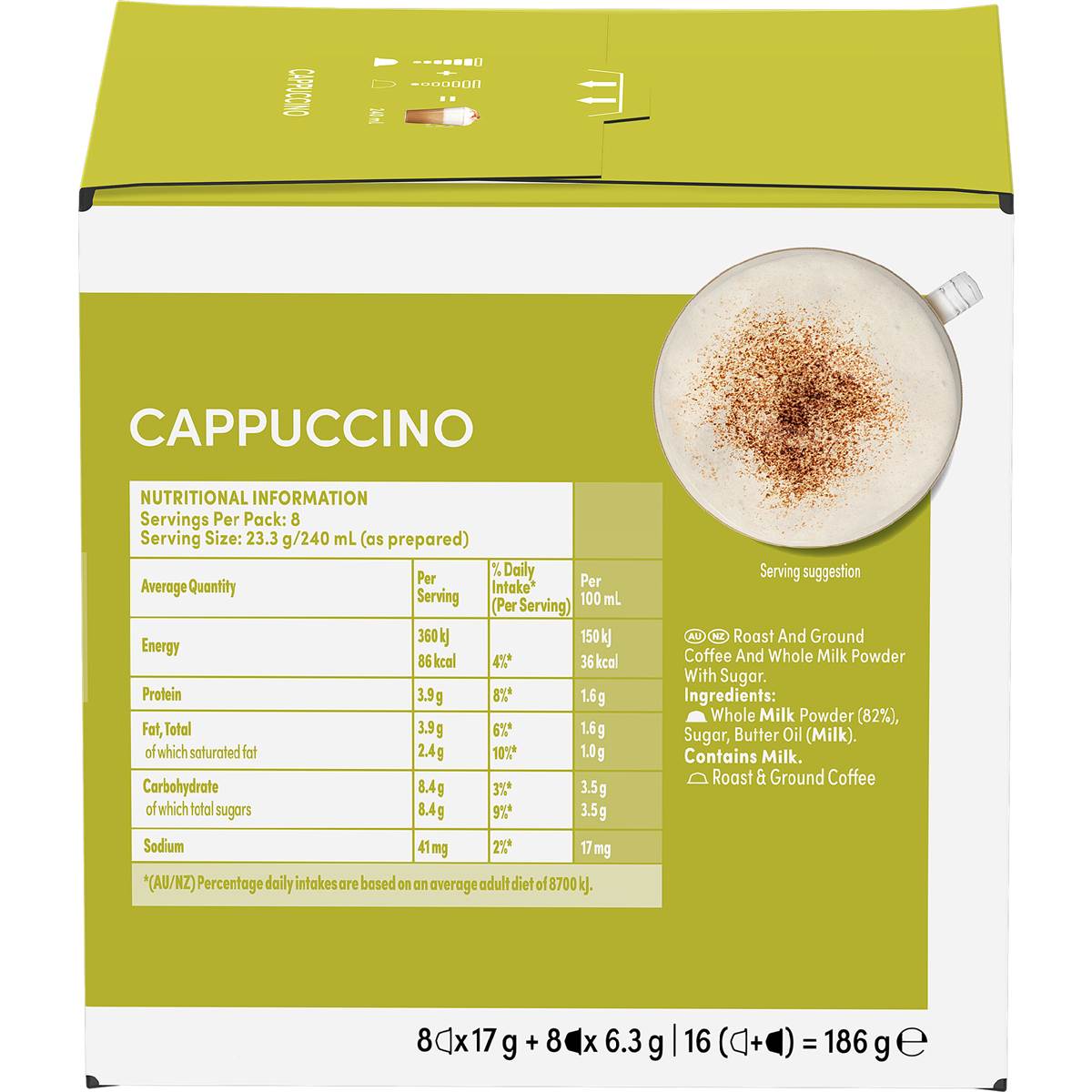 Nescafe Dolce Gusto Cappuccino Coffee Pods 16 Pack Woolworths