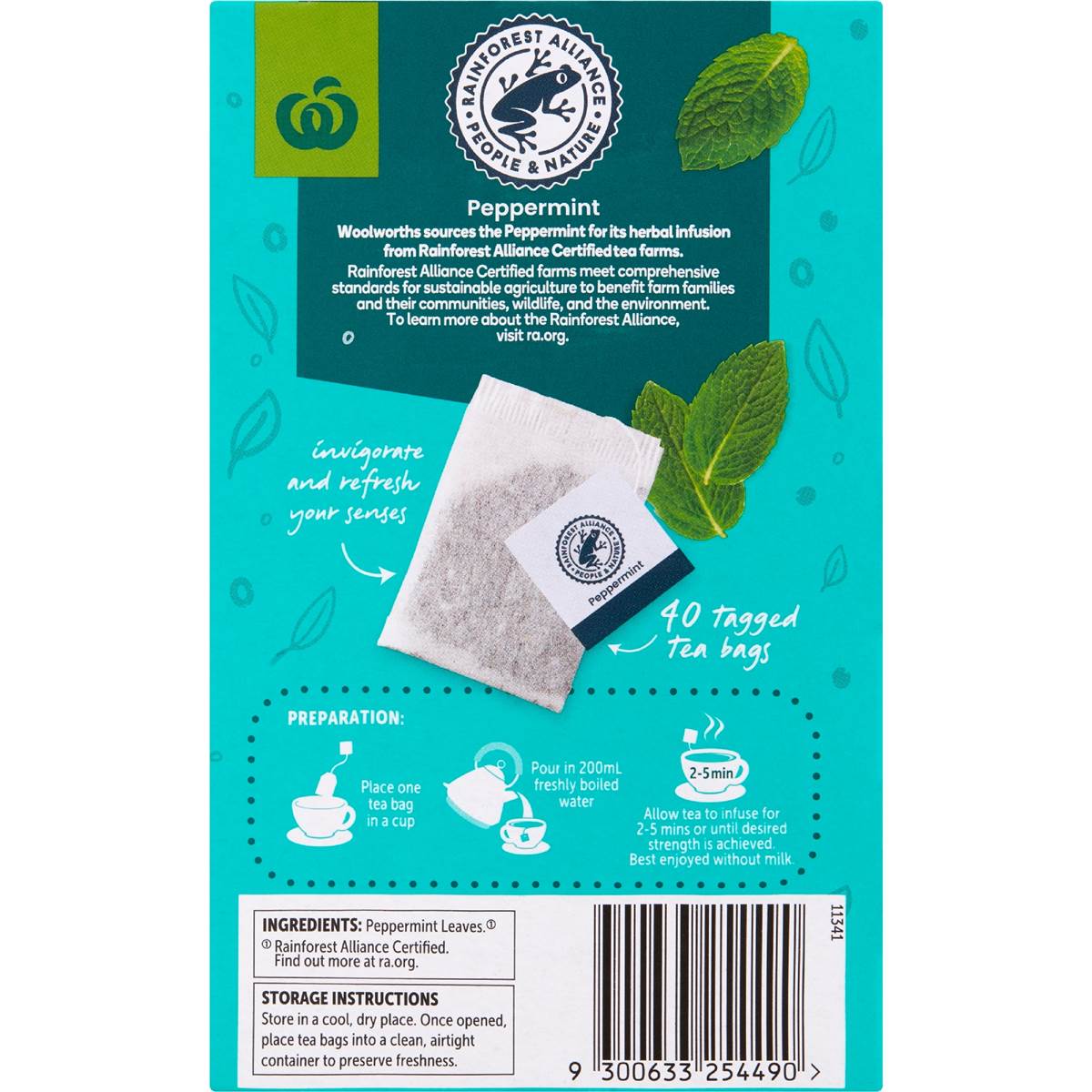 Woolworths Peppermint Tea 40 Pack Woolworths