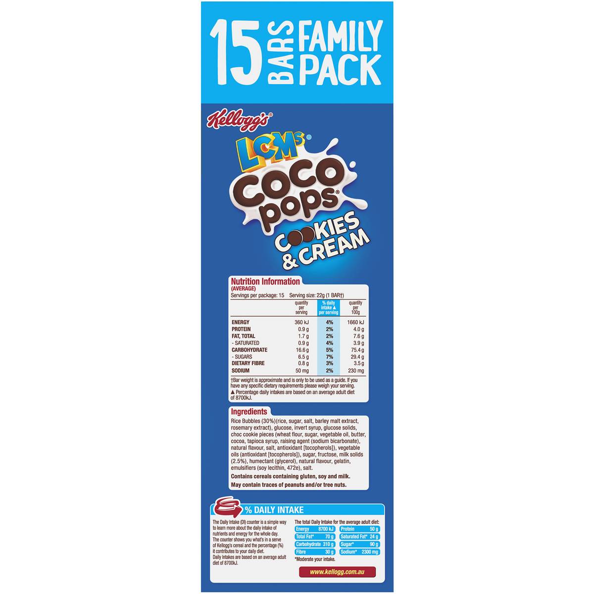 Kelloggs Lcms Coco Pops Cookies And Cream Snack Bars 330g Woolworths 3312