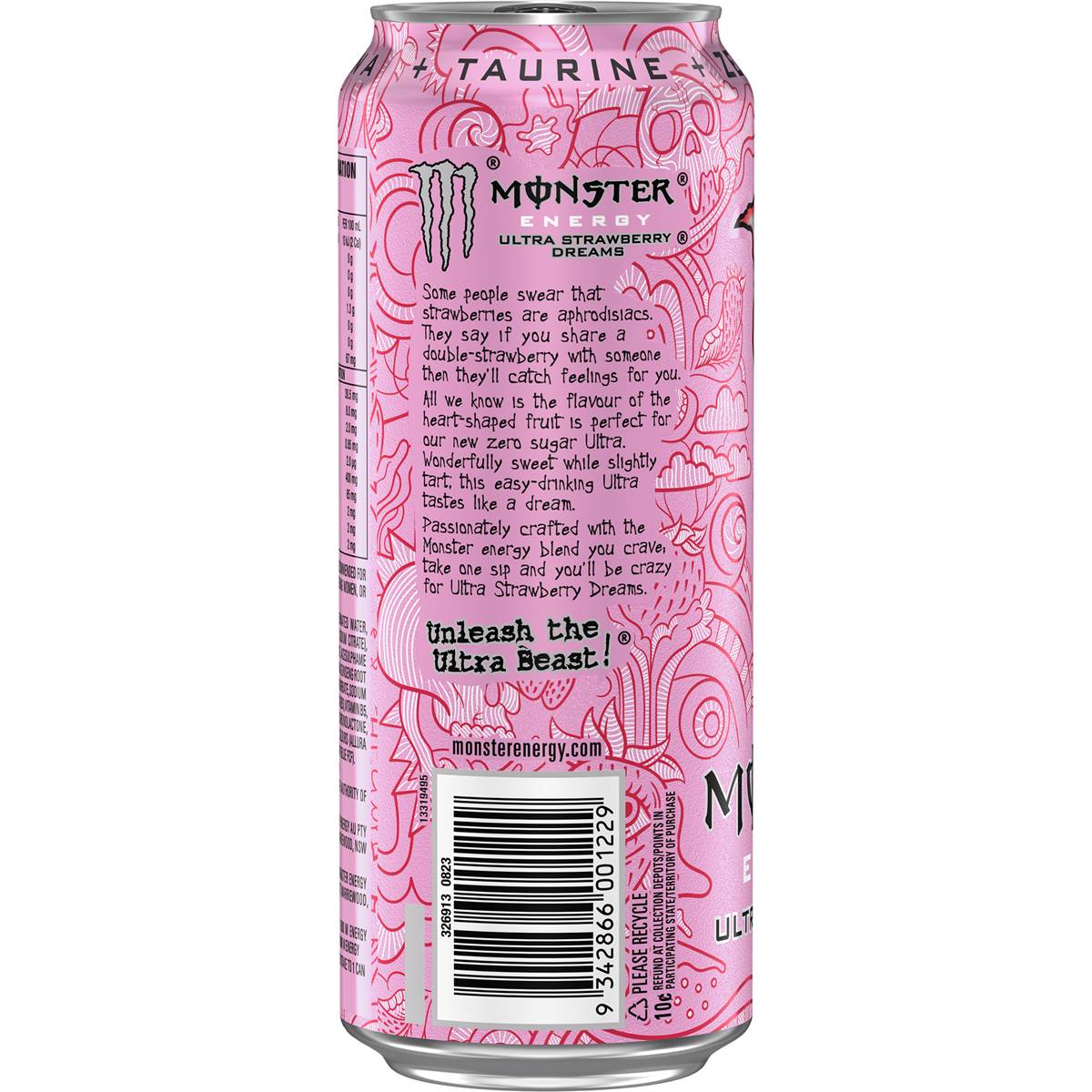 Monster Energy Ultra Strawberry Dreams Drink 500ml | Woolworths