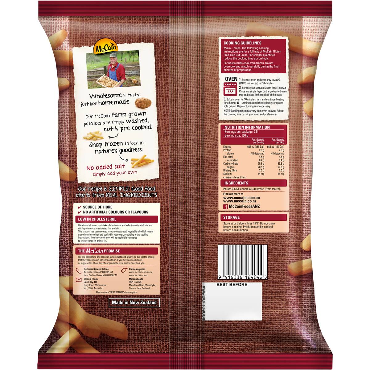 Mccain Gluten Free Potato Chips 750g Woolworths