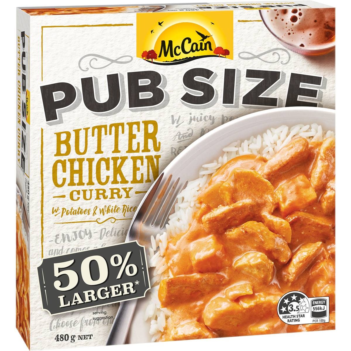 Mccain Pub Size Butter Chicken Frozen Meal 480g Woolworths