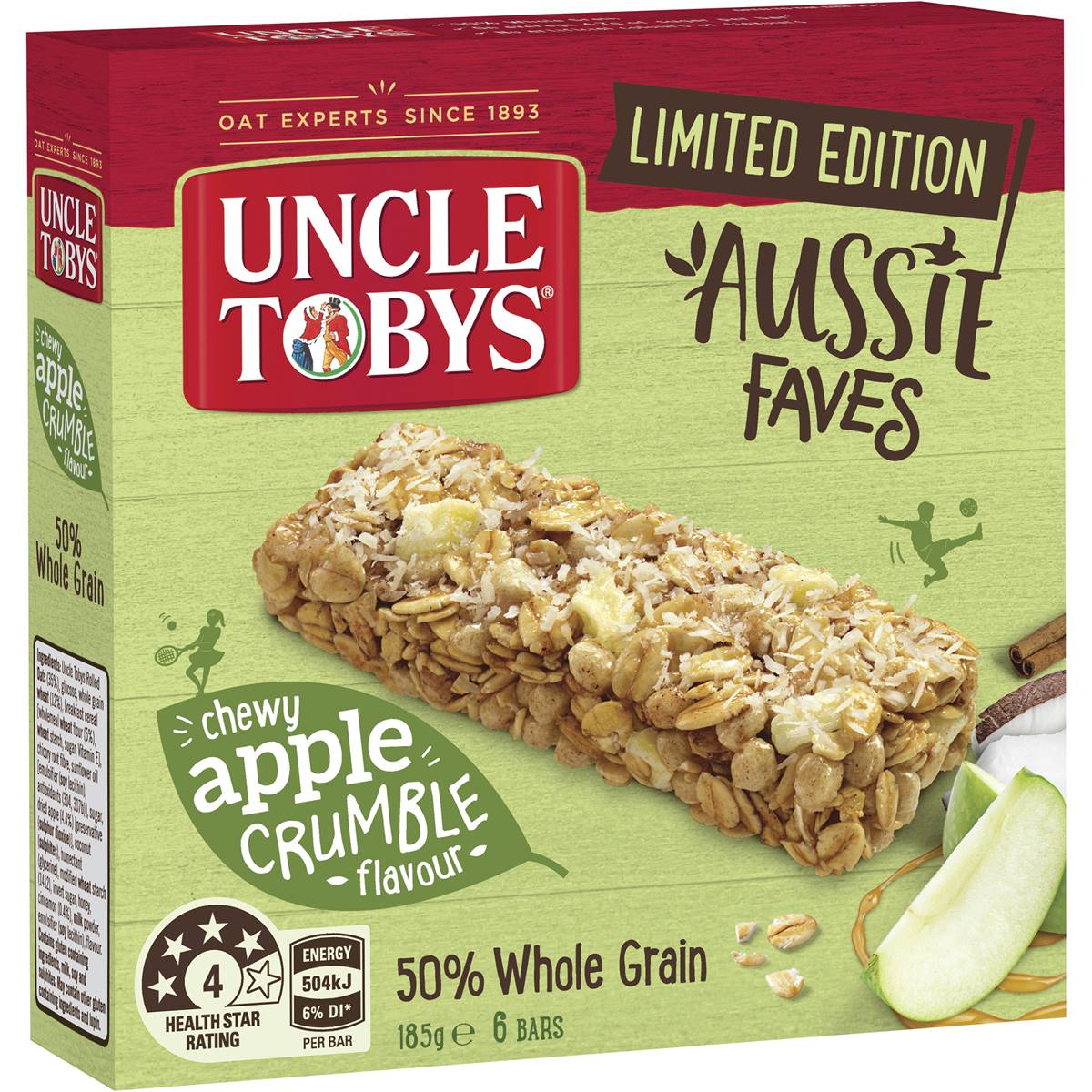 Uncle Tobys Muesli Bars Apple Crumble 185g Woolworths