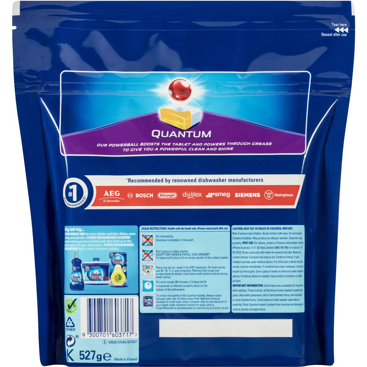 Finish Powerball Quantum Dishwasher Tablets Lemon 34 Pack Woolworths