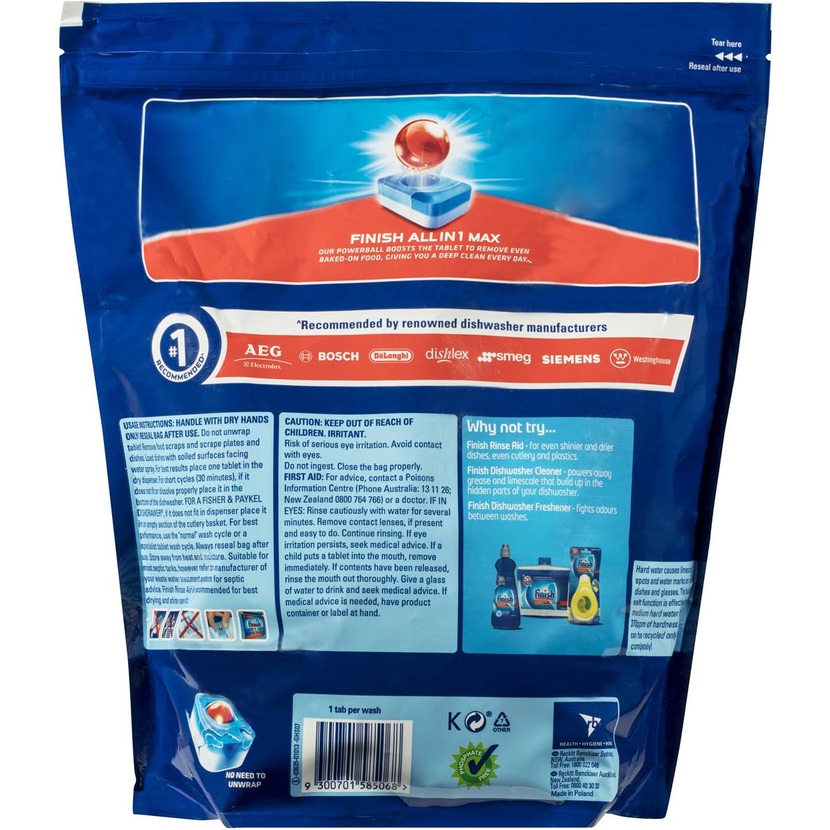 Finish Powerball All In 1 Max Dishwasher Tablets Lemon 94 Pack Woolworths