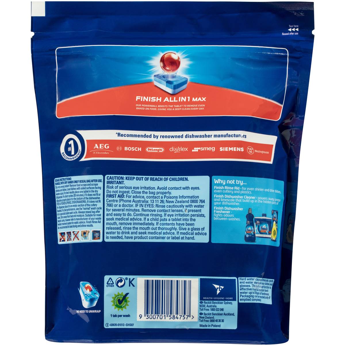 Finish Powerball All In 1 Max Dishwasher Tablets Lemon 27 Pack Woolworths