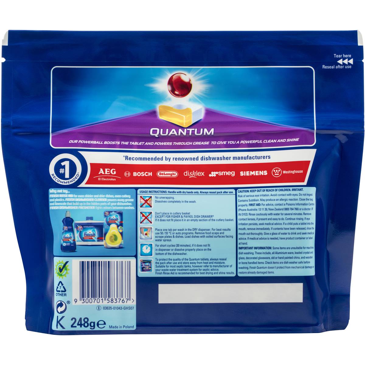 Finish Powerball Quantum Dishwasher Tablets Lemon 16 Pack Woolworths