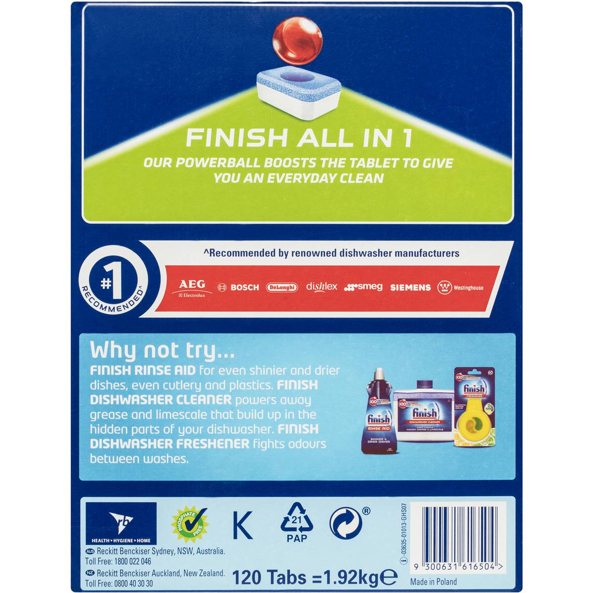 Finish Powerball All In One Dishwasher Tablets Lemon 120 Pack Woolworths