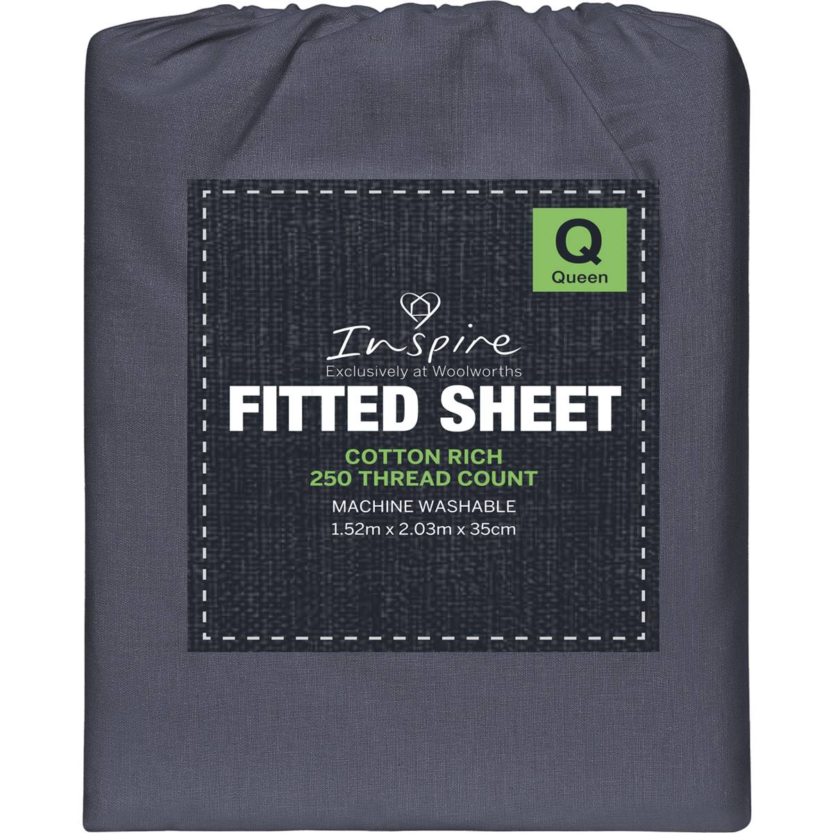 Inspire Fitted Sheet Queen Bed Cream / Blue Assorted Each Woolworths