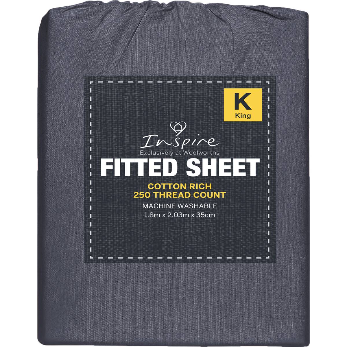 Inspire Fitted Sheet King Bed Cream / Blue Assorted Each Woolworths