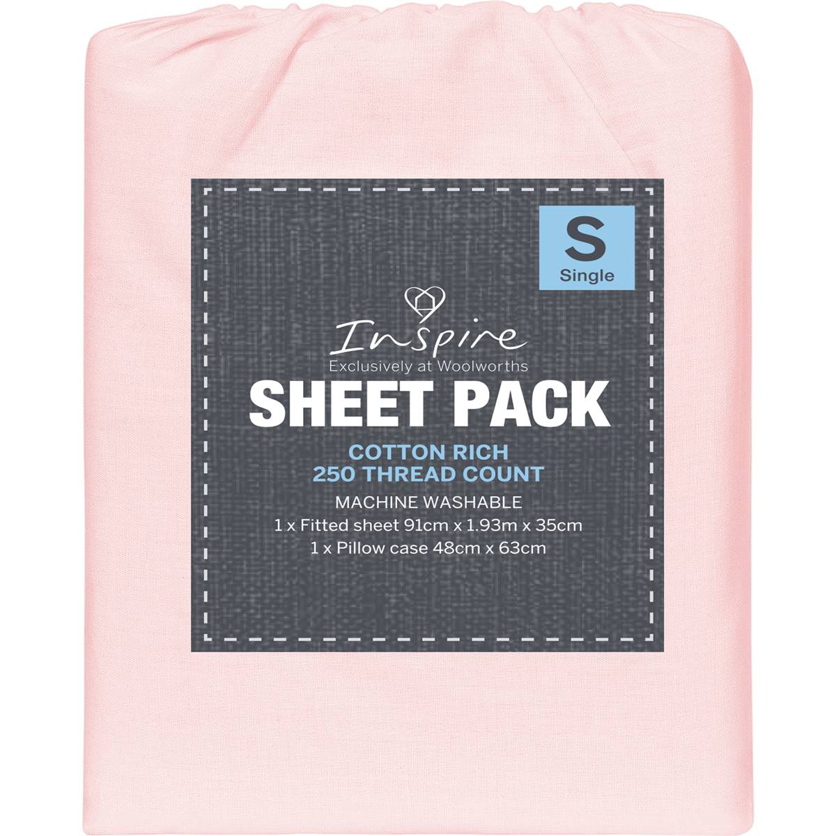 Inspire 225 Thread Count Kids Sheet Set For Single Bed Each Woolworths