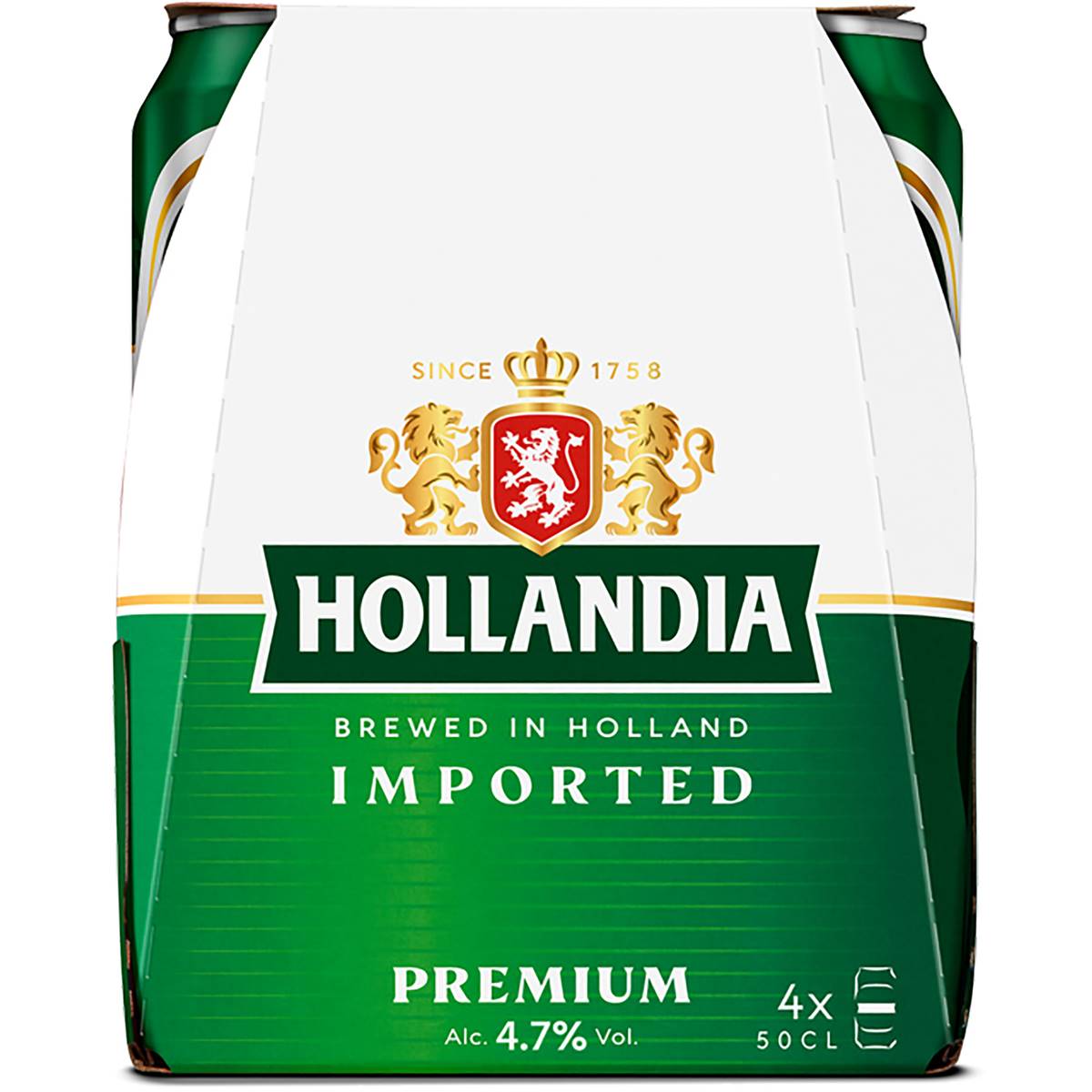 Hollandia Premium Lager Beer Cans 500ml X 4 Pack | Woolworths