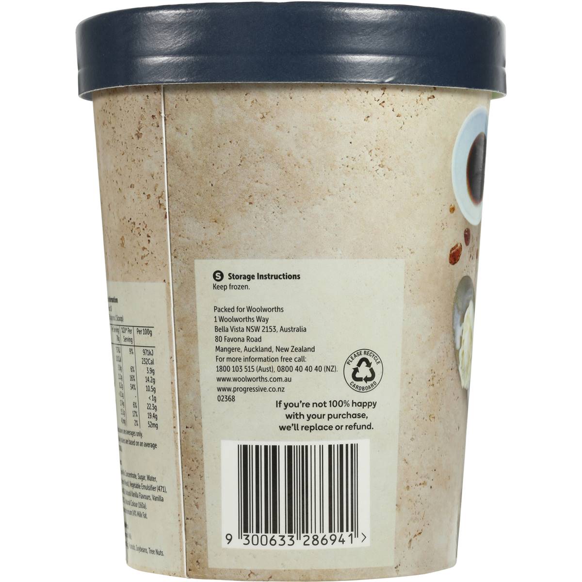 Woolworths Ice Cream Vanilla Bean 1l tub Woolworths