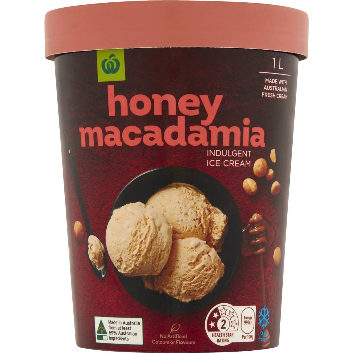 Woolworths Ice Cream Honey Caramel Macadamia 1l Tub Woolworths