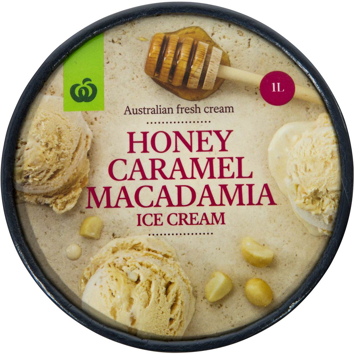 Woolworths Ice Cream Honey Caramel Macadamia 1l tub Woolworths