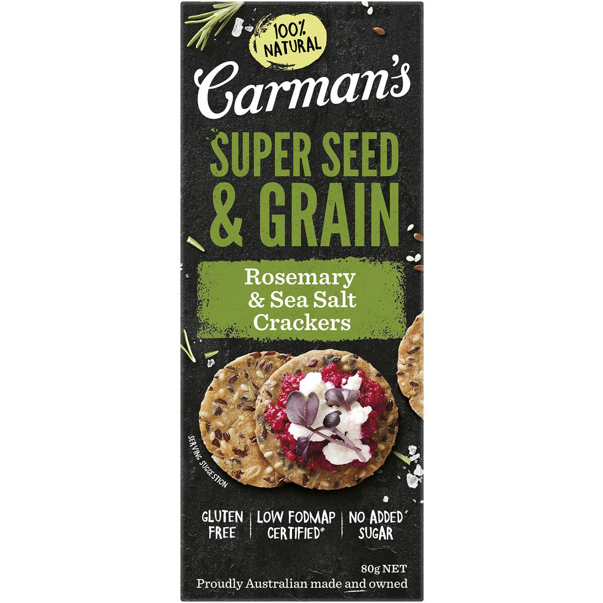 Carman's Crackers Rosemary Sea Salt 80g Woolworths