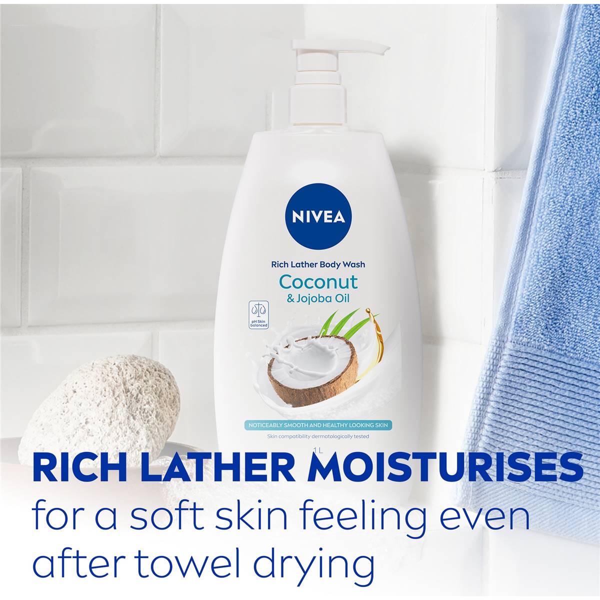 Nivea Rich Lather Coconut & Jojoba Oil Body Wash & Shower Gel 1l