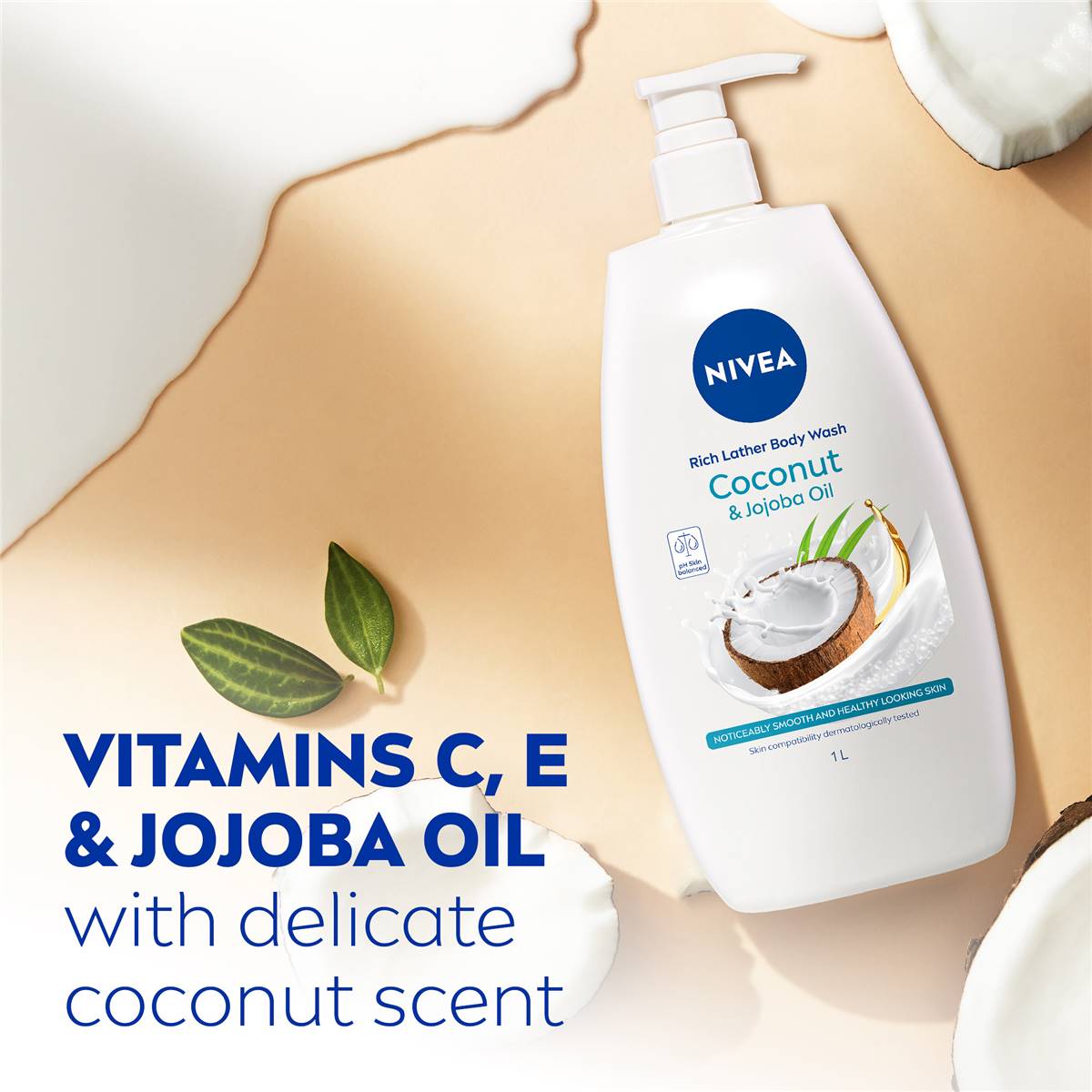 Nivea Rich Lather Coconut & Jojoba Oil Body Wash & Shower Gel 1l