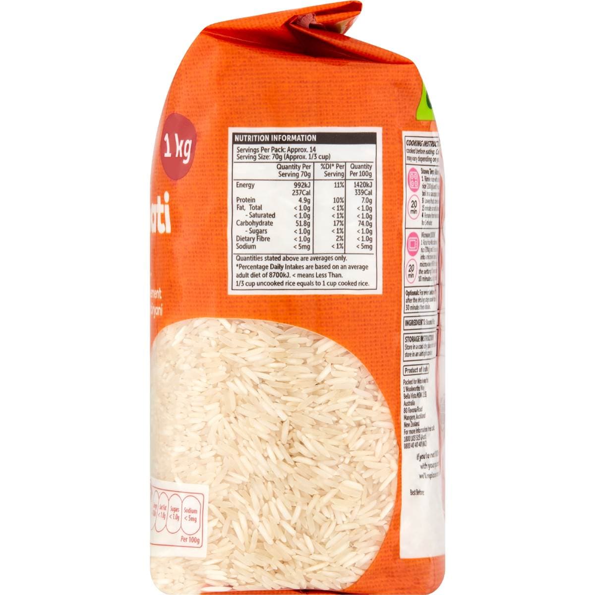 Woolworths Basmati Rice 1kg Woolworths