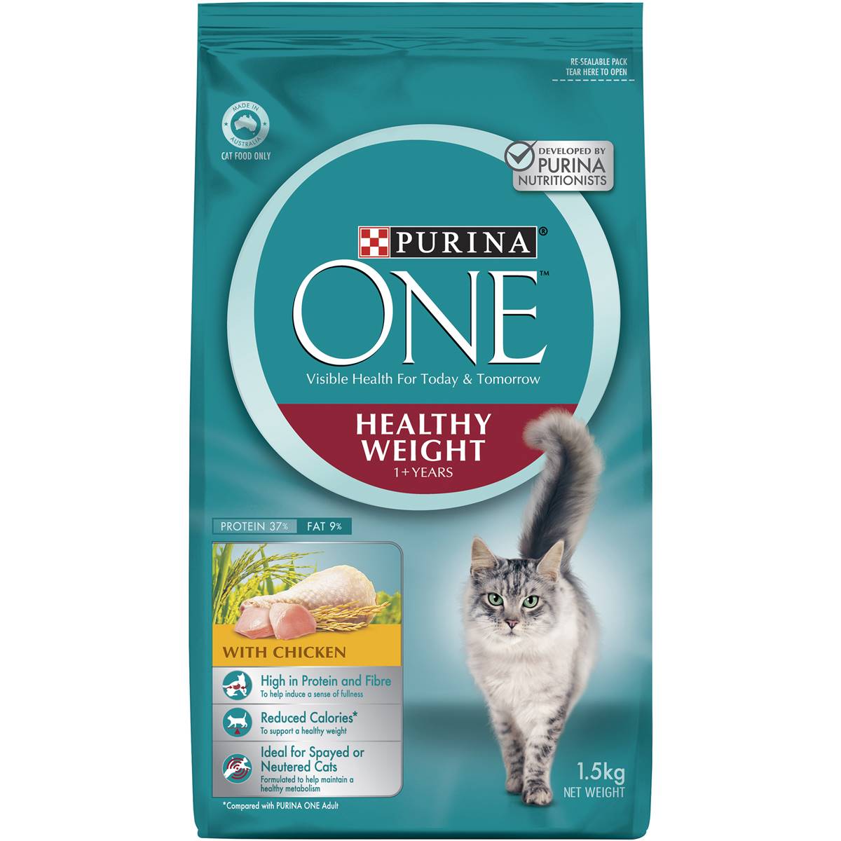 Purina One Adult Healthy Weight Chicken Dry Cat Food 1.5kg 