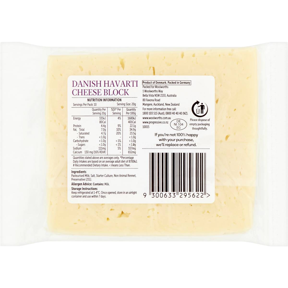 Woolworths Danish Havarti Cheese 200g Woolworths