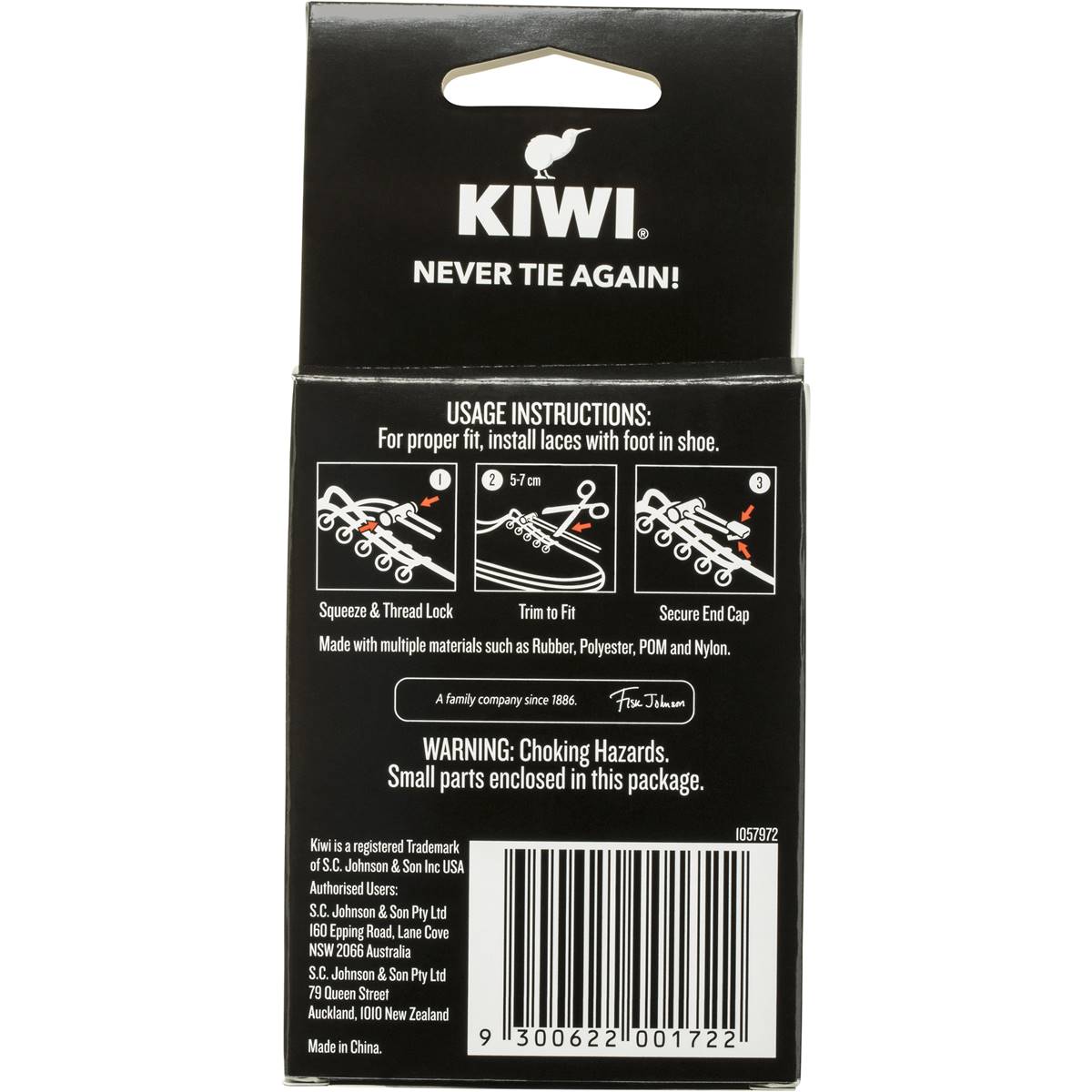 Kiwi Black No Tie Laces Each Woolworths
