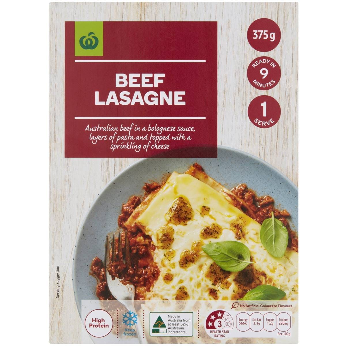 Woolworths Beef Lasagne 375g Woolworths