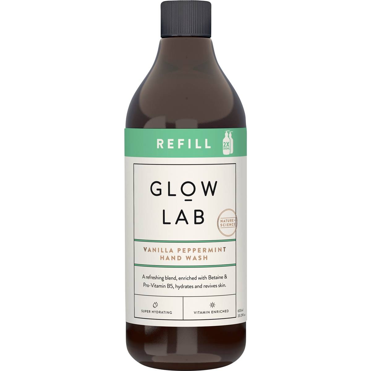 Glow Lab Vanilla Peppermint Refill Hand Wash 600ml Woolworths