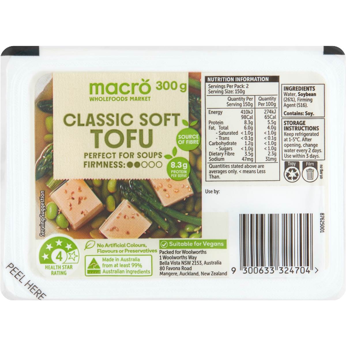 Macro Classic Tofu Regular 300g Woolworths