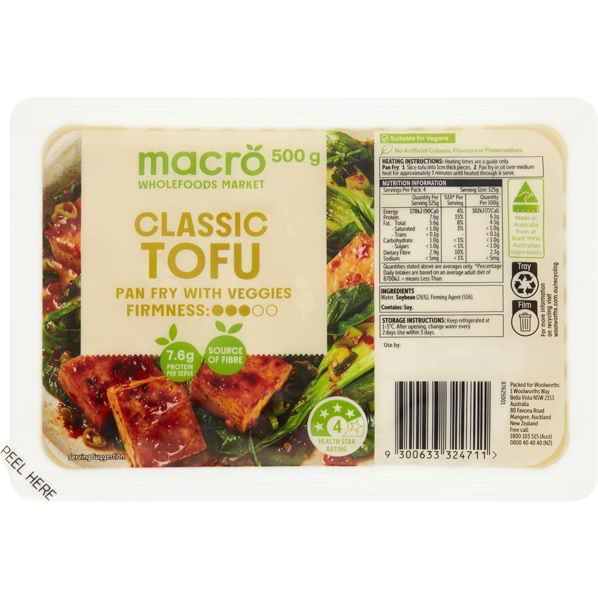 Macro Classic Tofu Regular 500g Woolworths