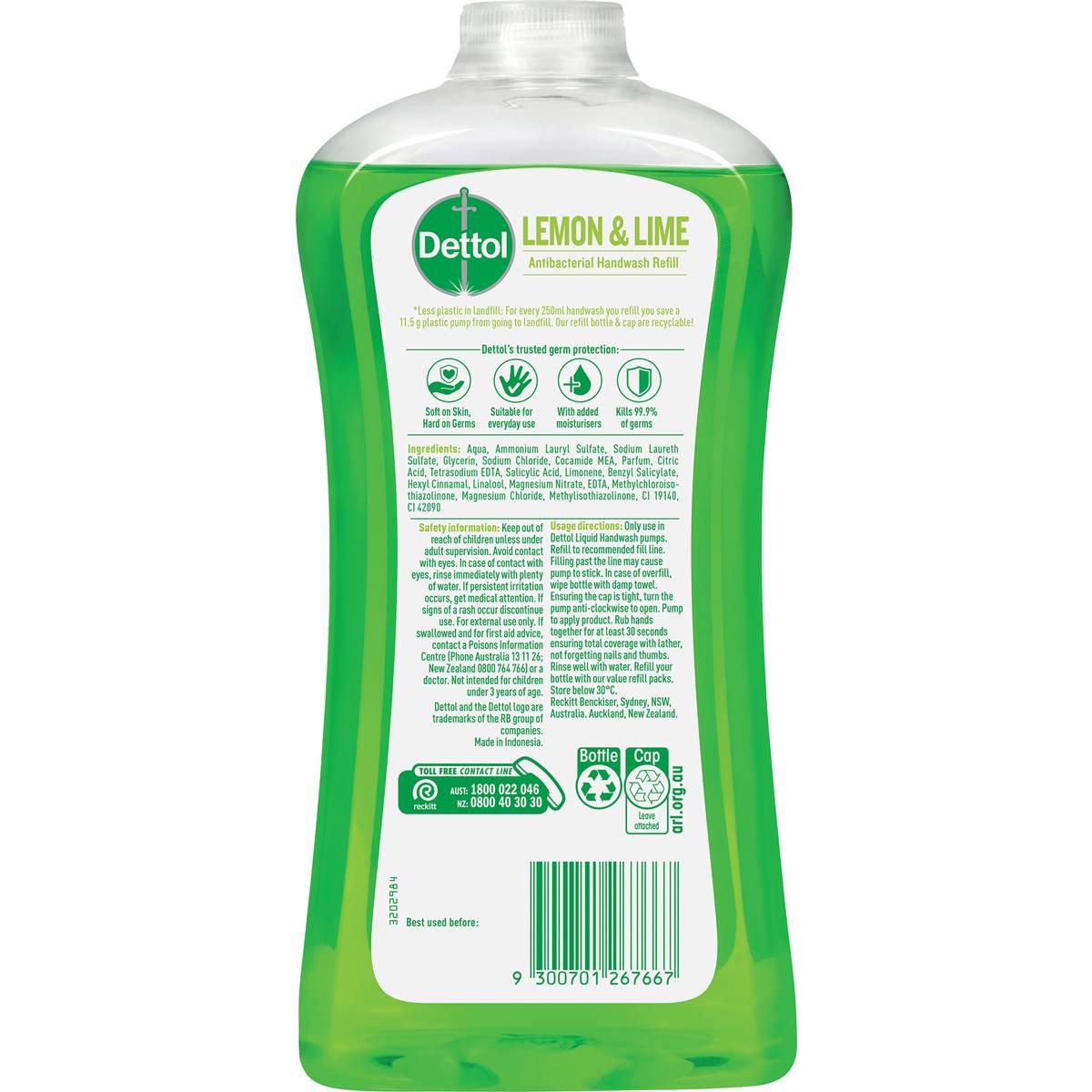 Dettol Antibacterial Liquid Hand Wash Hand Soap Refill Refresh 950ml