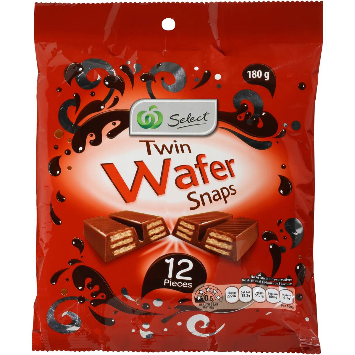 Woolworths Select Twin Wafer Snaps Sharepack 12pk 180g Woolworths