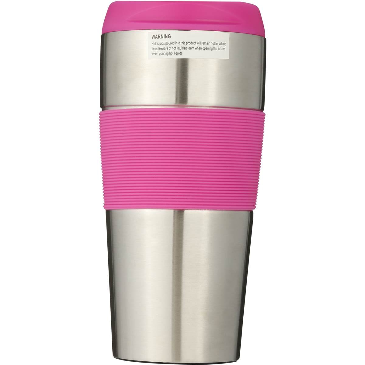 Essentials Travel Mug Stainless Steel Pink Each Woolworths