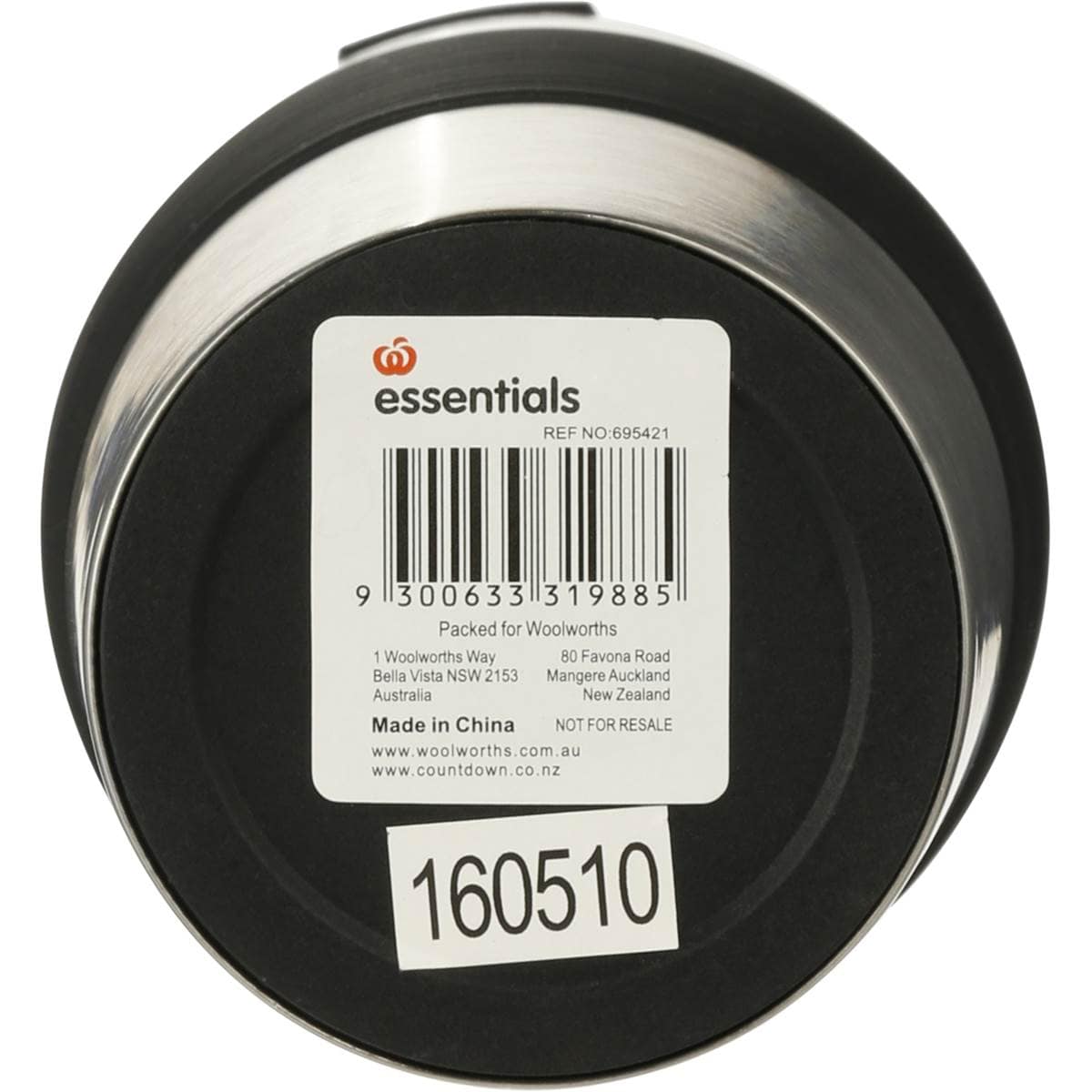 Essentials Travel Mug Stainless Steel Black Each Woolworths