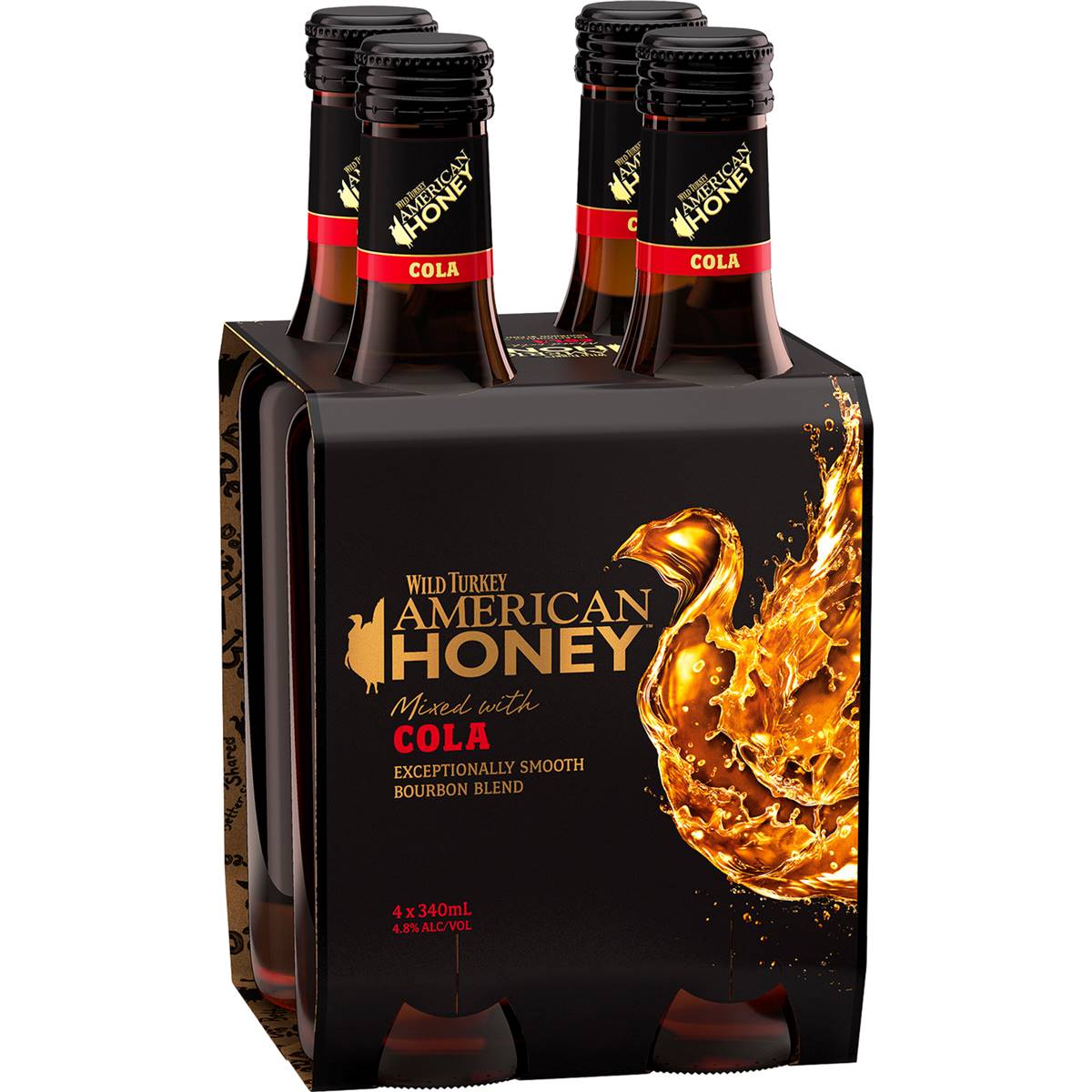 Wild Turkey Bourbon Honey & Cola Bottles 4x340ml | Woolworths