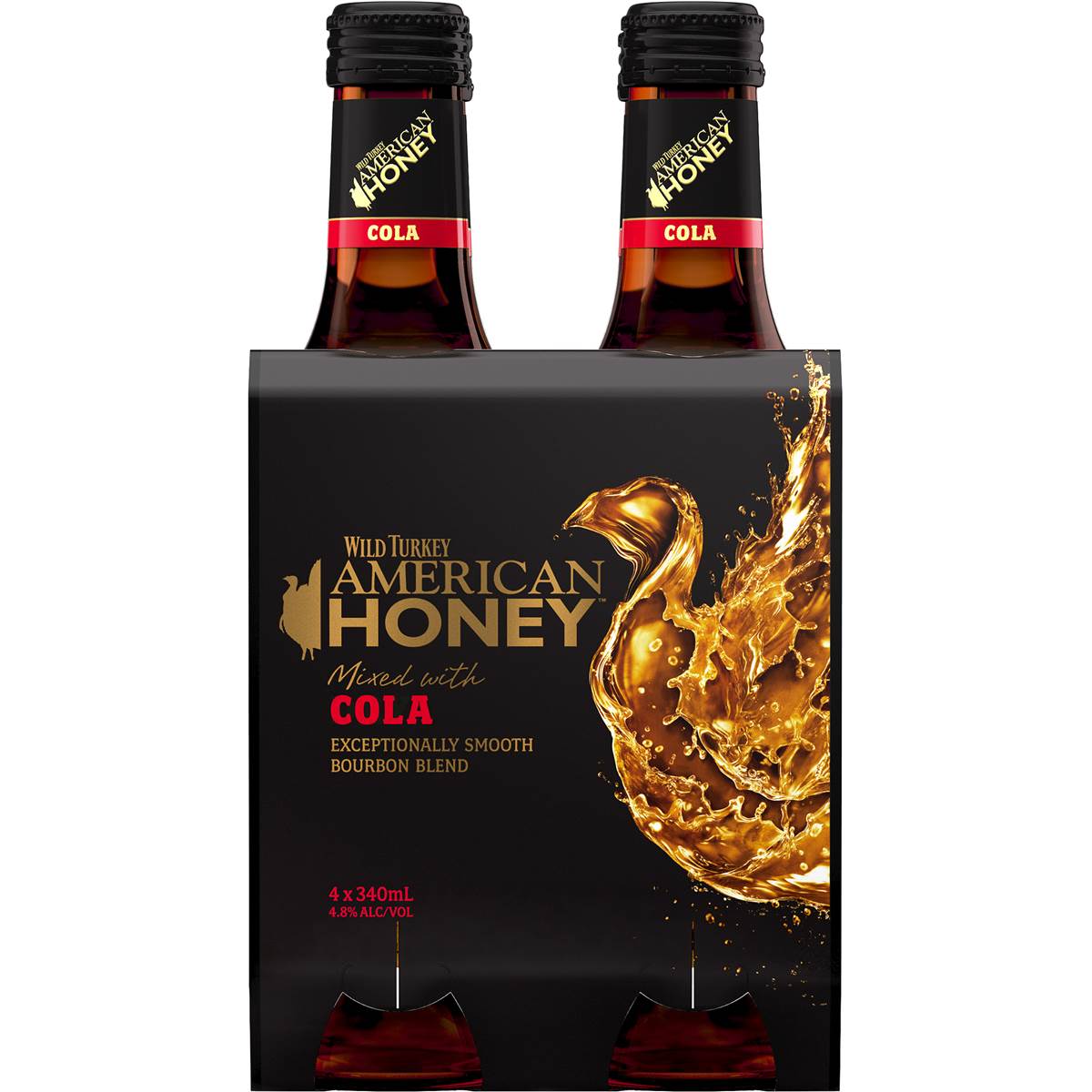 Wild Turkey Bourbon Honey & Cola Bottles 4x340ml | Woolworths