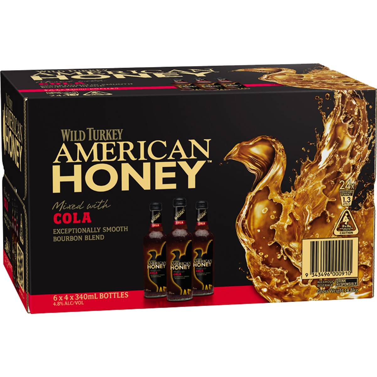 Wild Turkey Bourbon Honey & Cola Bottles 24x340ml | Woolworths