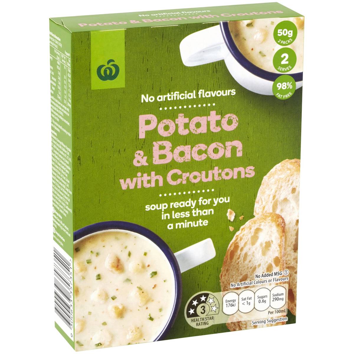 Woolworths Instant Soup Potato & Bacon With Croutons 50g Woolworths