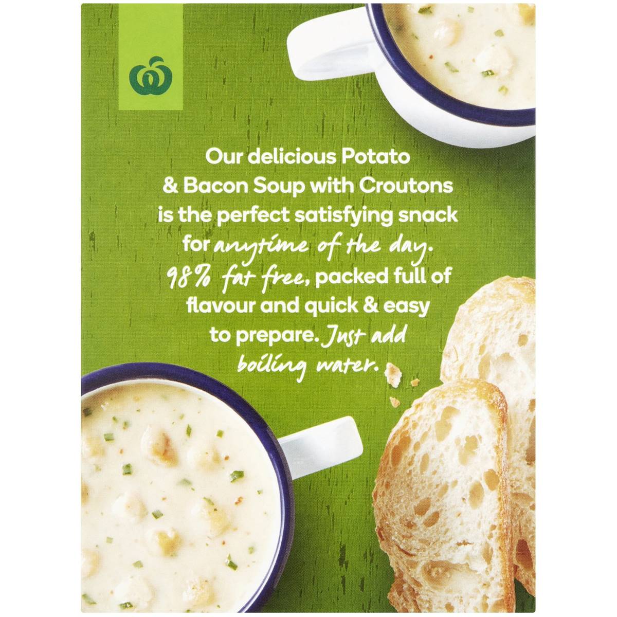 Woolworths Instant Soup Potato & Bacon With Croutons 50g Woolworths