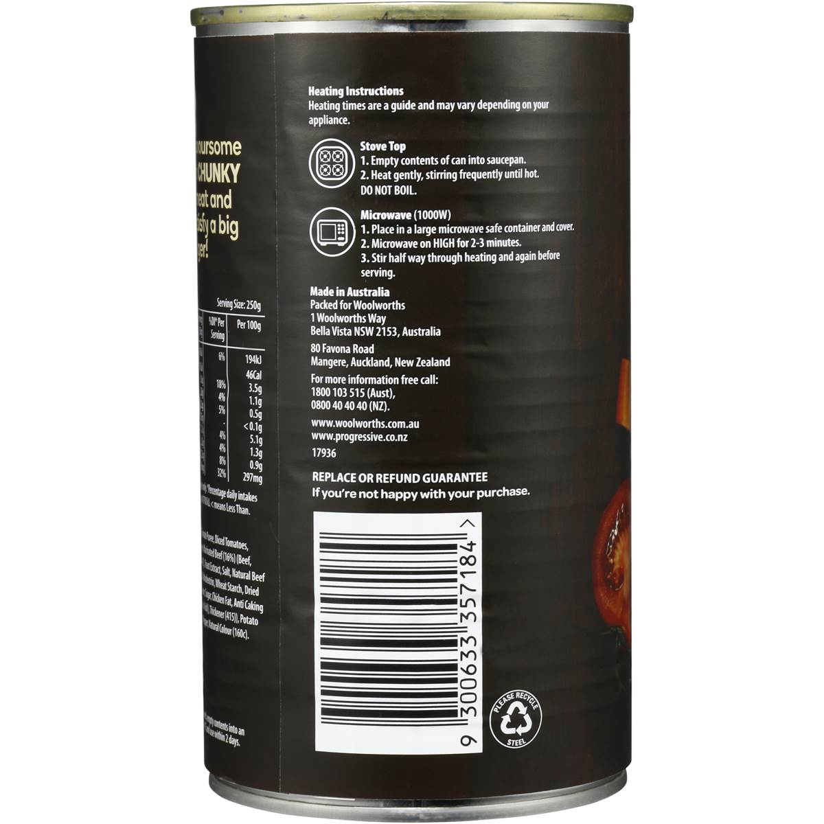 Woolworths Canned Soup Chunky Beef And Veg 505g Woolworths 3000