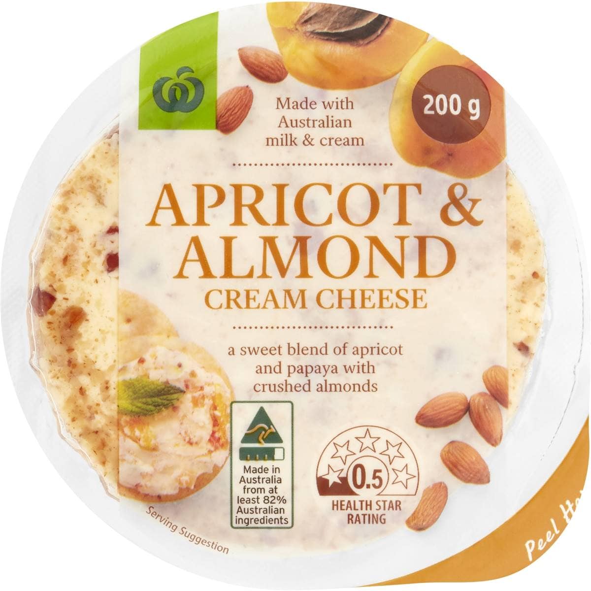 Woolworths Apricot & Almond Cream Cheese 200g Woolworths